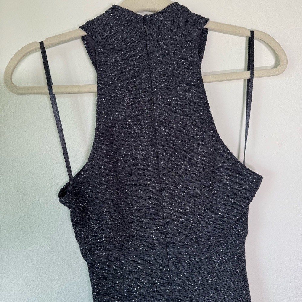 Eliza J Shimmer Black‎ twist halter ruched mini dress size 2 - Picture 10 of 10